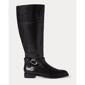 RALPH LAUREN Harlee Tall Black Leather Riding Boots Equestrian Knee High 6